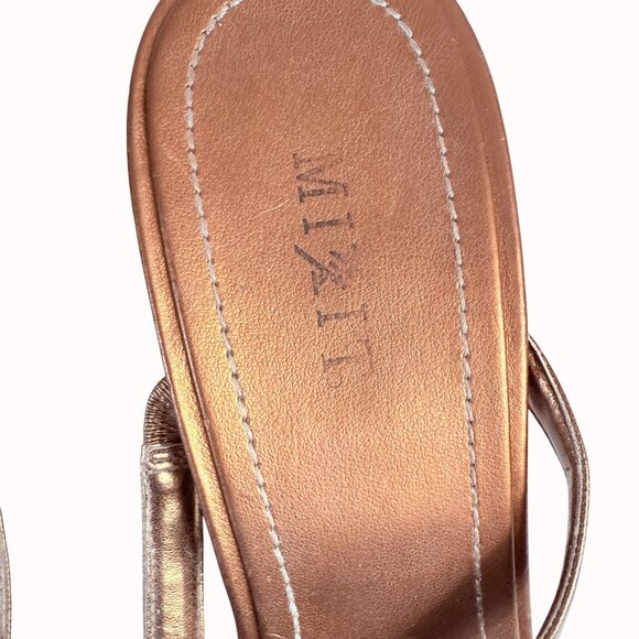 Bronze Strappy Sandals Peacock Rhinestone Accents Kitten Heels Size 8 By MixIt - Picture 7 of 14